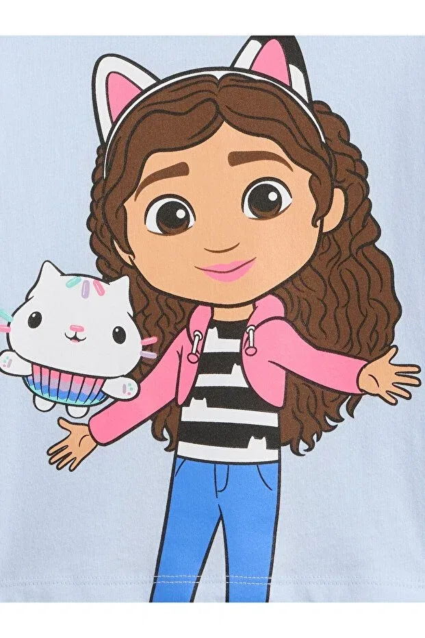 Детская футболка с длинным рукавом Gabby's Dollhouse Puff Sleeve Graphic T-Shirt Gap, Light Blue — фото 2
