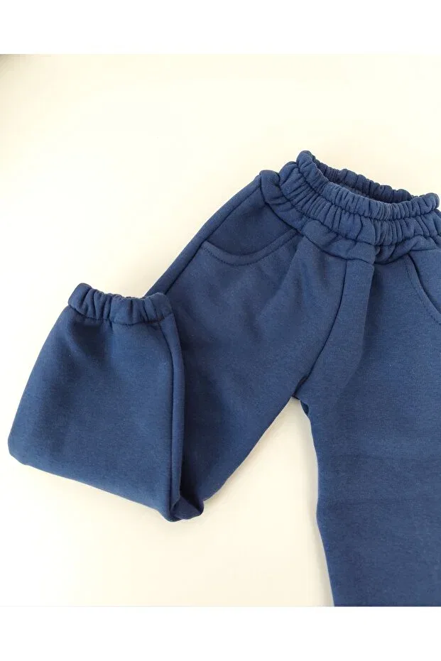 Спортивные штаны детские для мальчиков с высокой посадкой Basics Pour La Riviere, Navy Blue — фото 2