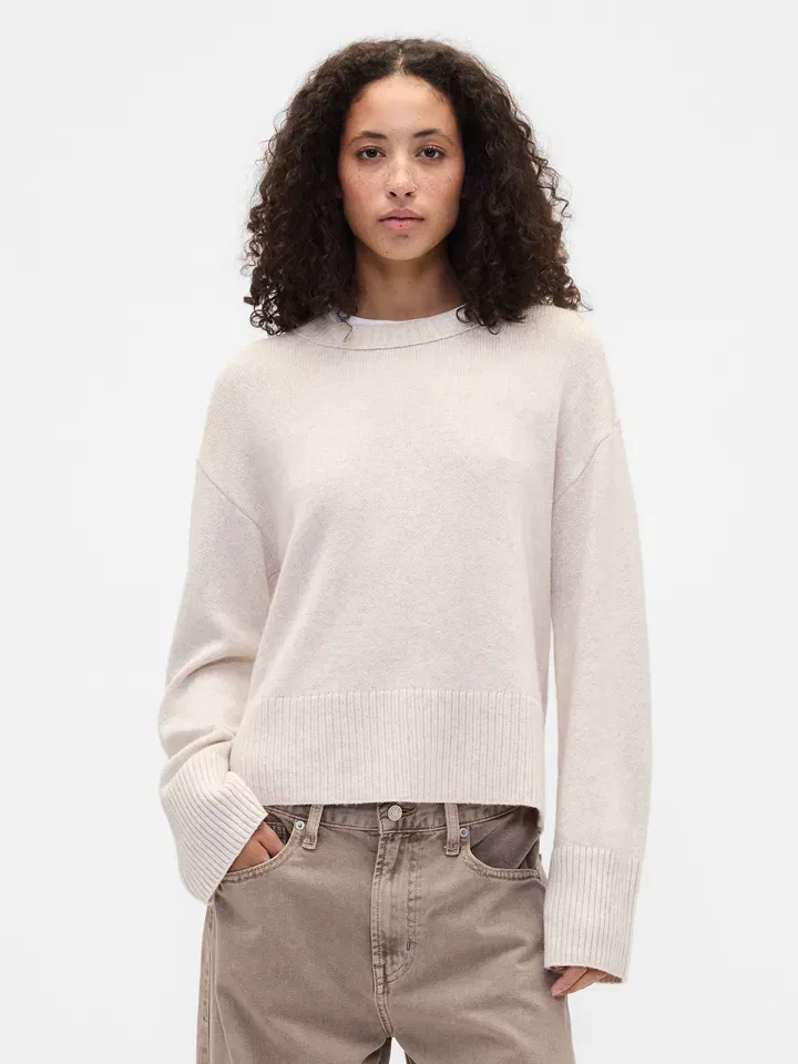 Женский джемпер с круглым вырезом GAP, Cream
