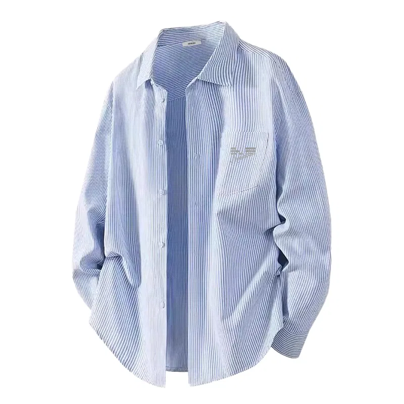Детская рубашка с лацканами Three-Line Drive Chest Logo MINISO, Oxford Stripes Gray White Stripes — фото 3
