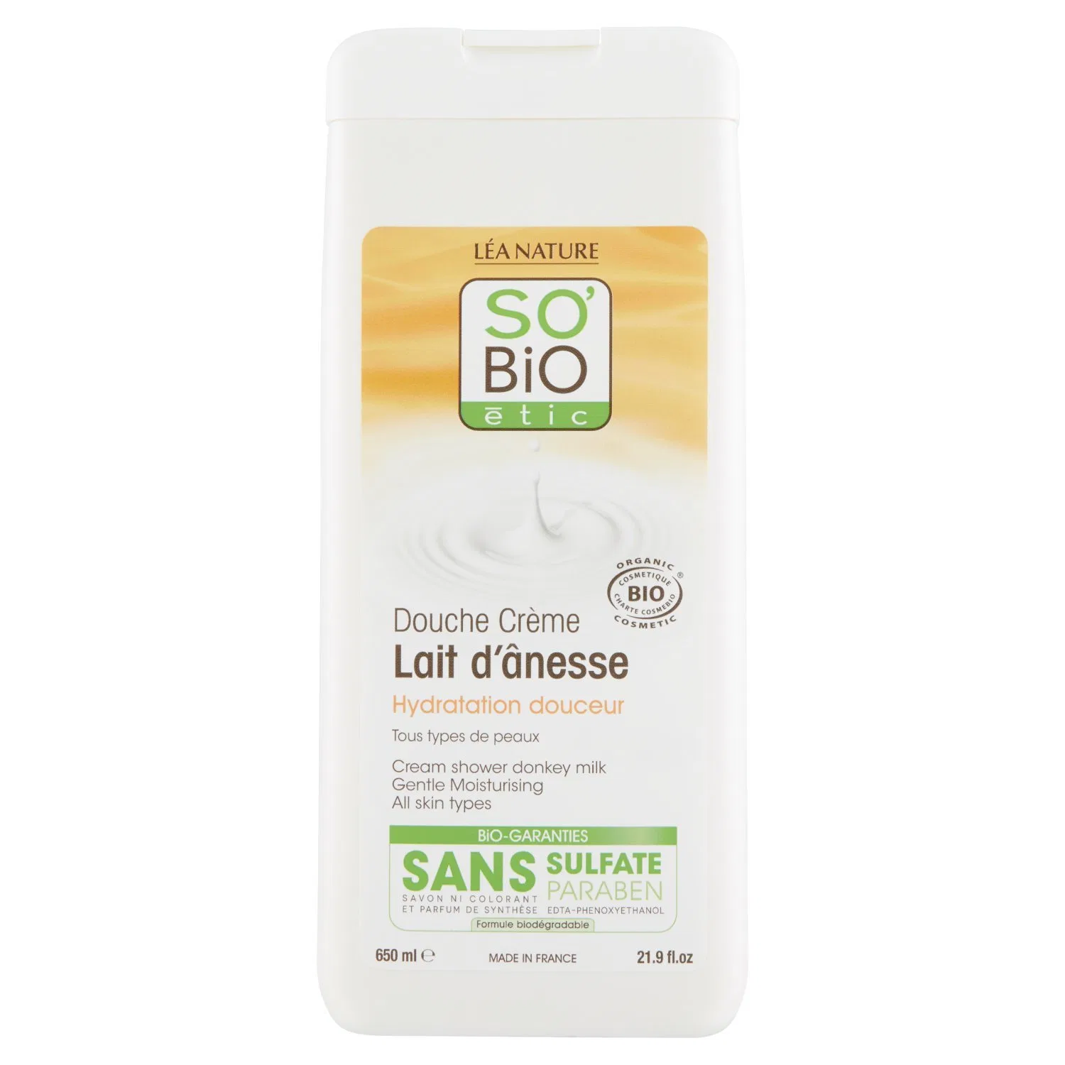 Гель для душа с молоком ослицы, So'Bio Étic, 650 мл, Черный