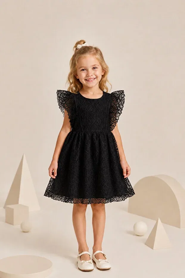 Детское платье для девочек с воланами Esila Kids, Black