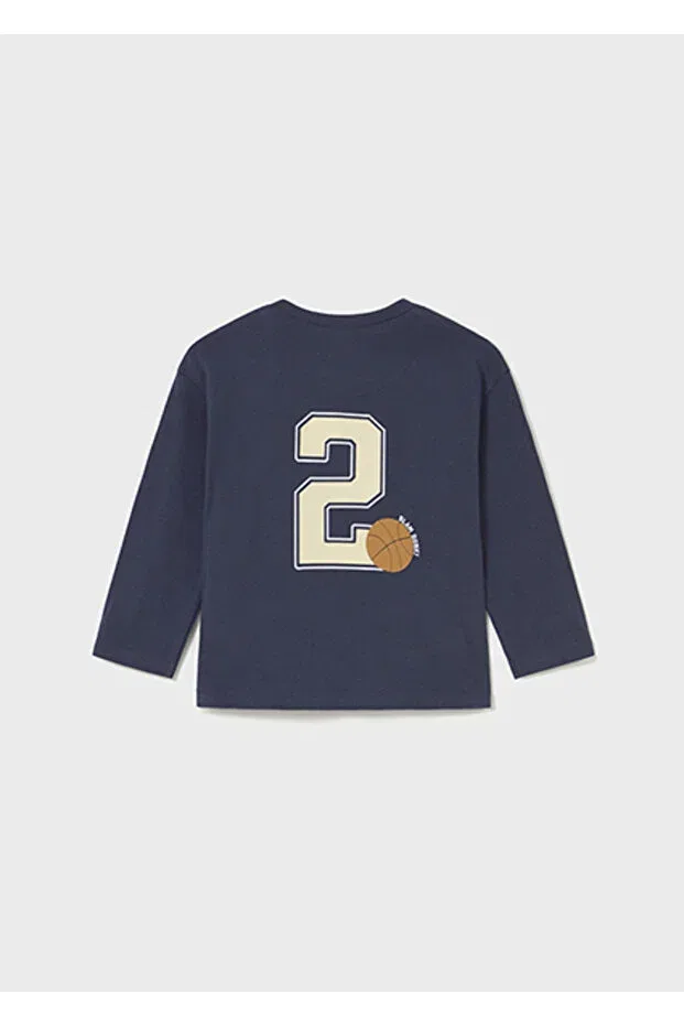 Детская футболка с длинным рукавом с принтом Mayoral, Navy Blue — фото 2