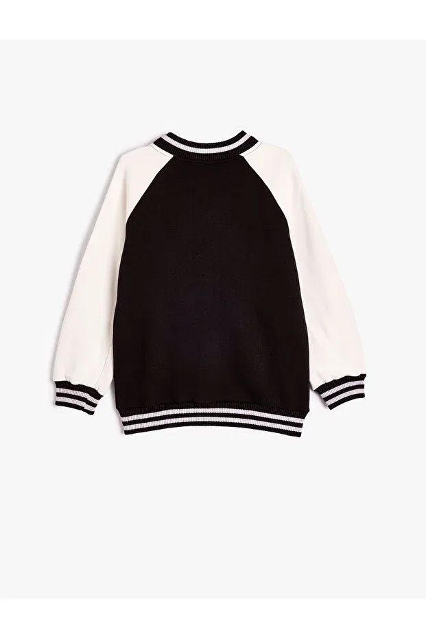 Детская куртка для девочек с принтом College Jacket Koton, Black — фото 4
