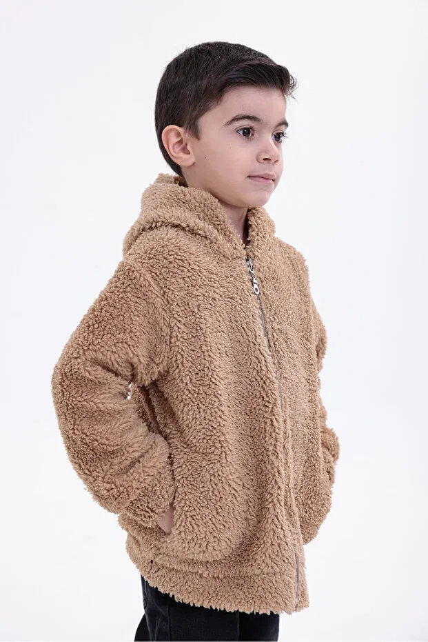 Детское пальто для девочек с капюшоном Basics Roba, Taupe — фото 3