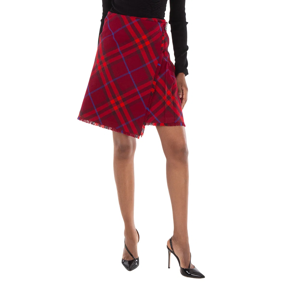 Юбка-килт из шерсти в клетку Wool Plaid-Check Kilt Burberry, Red