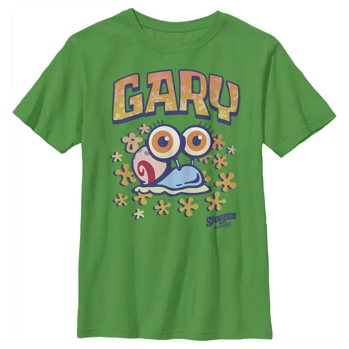 Детская футболка с принтом Sponge on the Run Baby Snail Gary SpongeBob SquarePants, Kelly Green