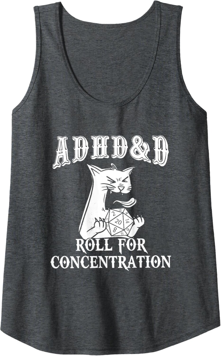 

Женский топ Funny Tees Gamer RPG Apparel Cats RPG Gamer Roll For Concentration D20 Dice Nerdy, темно-серый