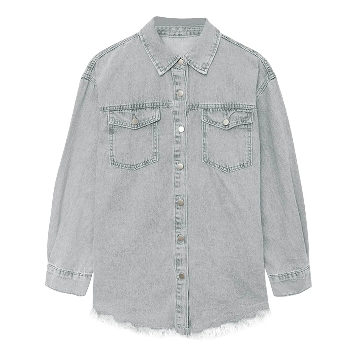 Женская джинсовая куртка с коротким рукавом Vintage Denim, Light Grigio — фото 4