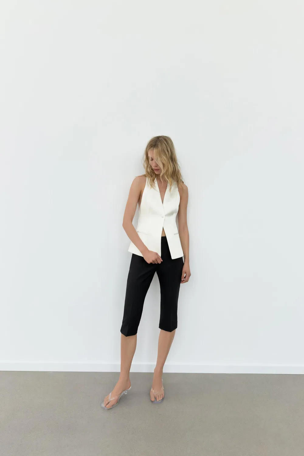 Атласный жилет для смокинга ZARA, Oyster-White