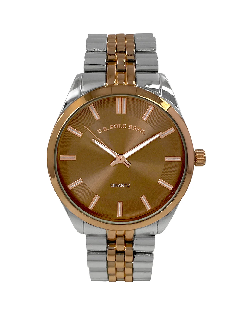 

Часы U.S. Polo Assn Mens Two Tone Link Analog, серебристый/коричневый