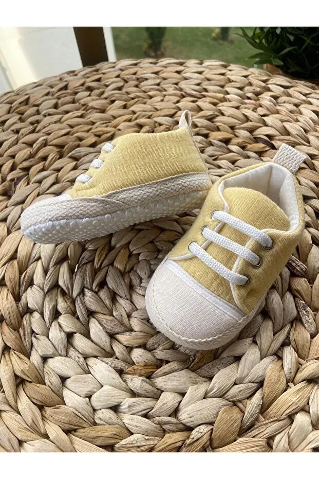 Детские пинетки без каблука Muslin baby booties Butik, Yellow — фото 2