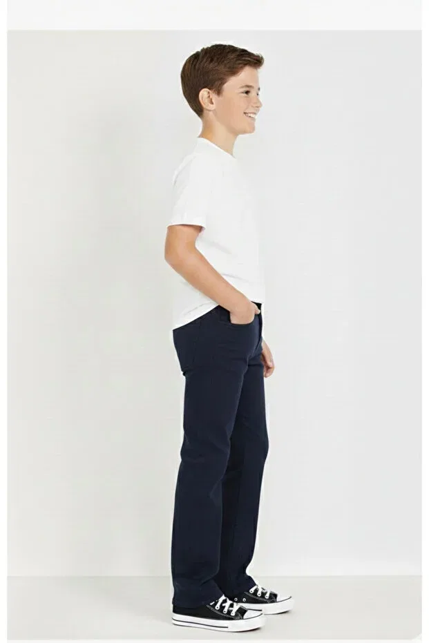 Детские брюки для мальчиков хлопковые Regular fit Rois, Navy Blue — фото 3