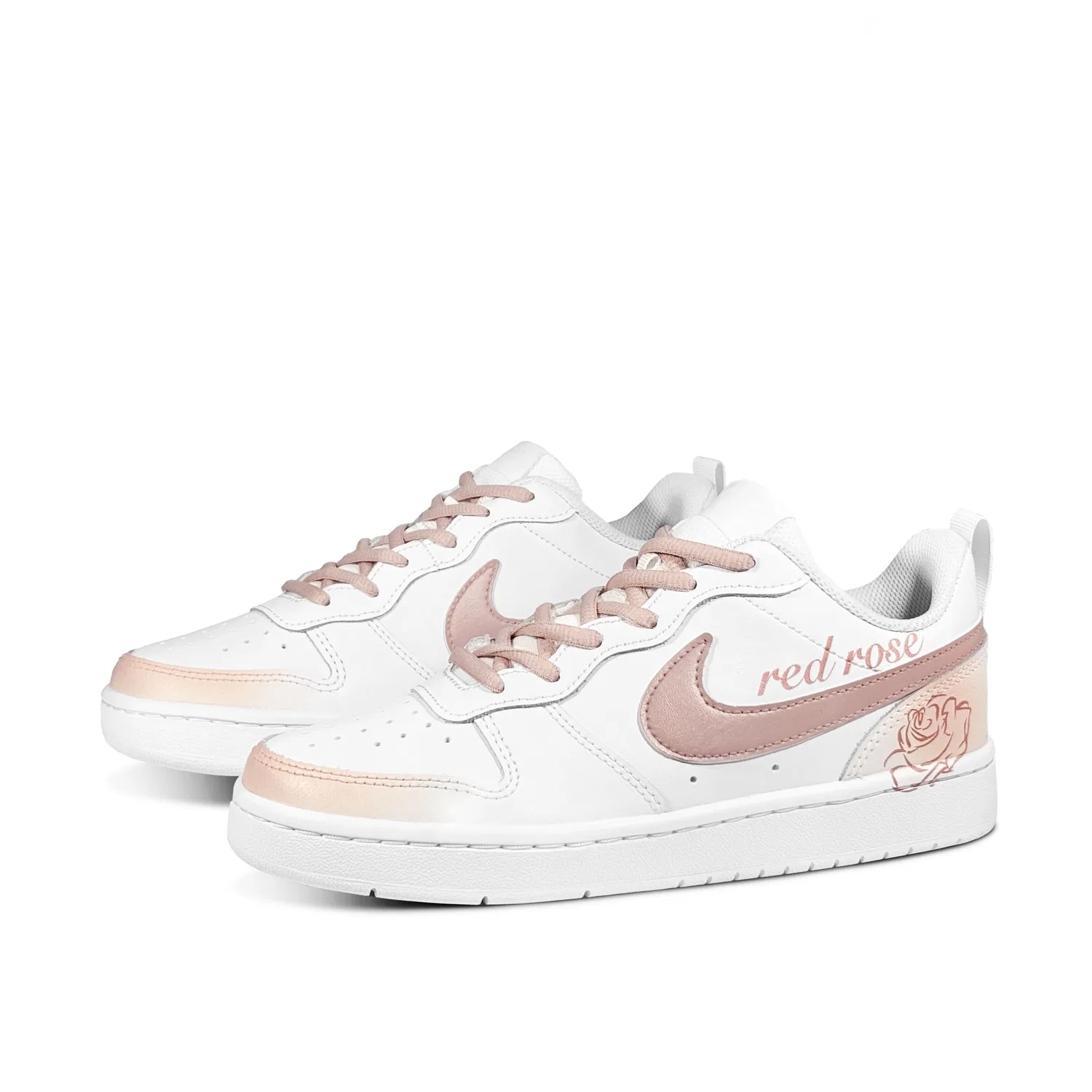 Детские кеды для скейтбординга с принтом розы Court Borough Pink White Nike — фото 4