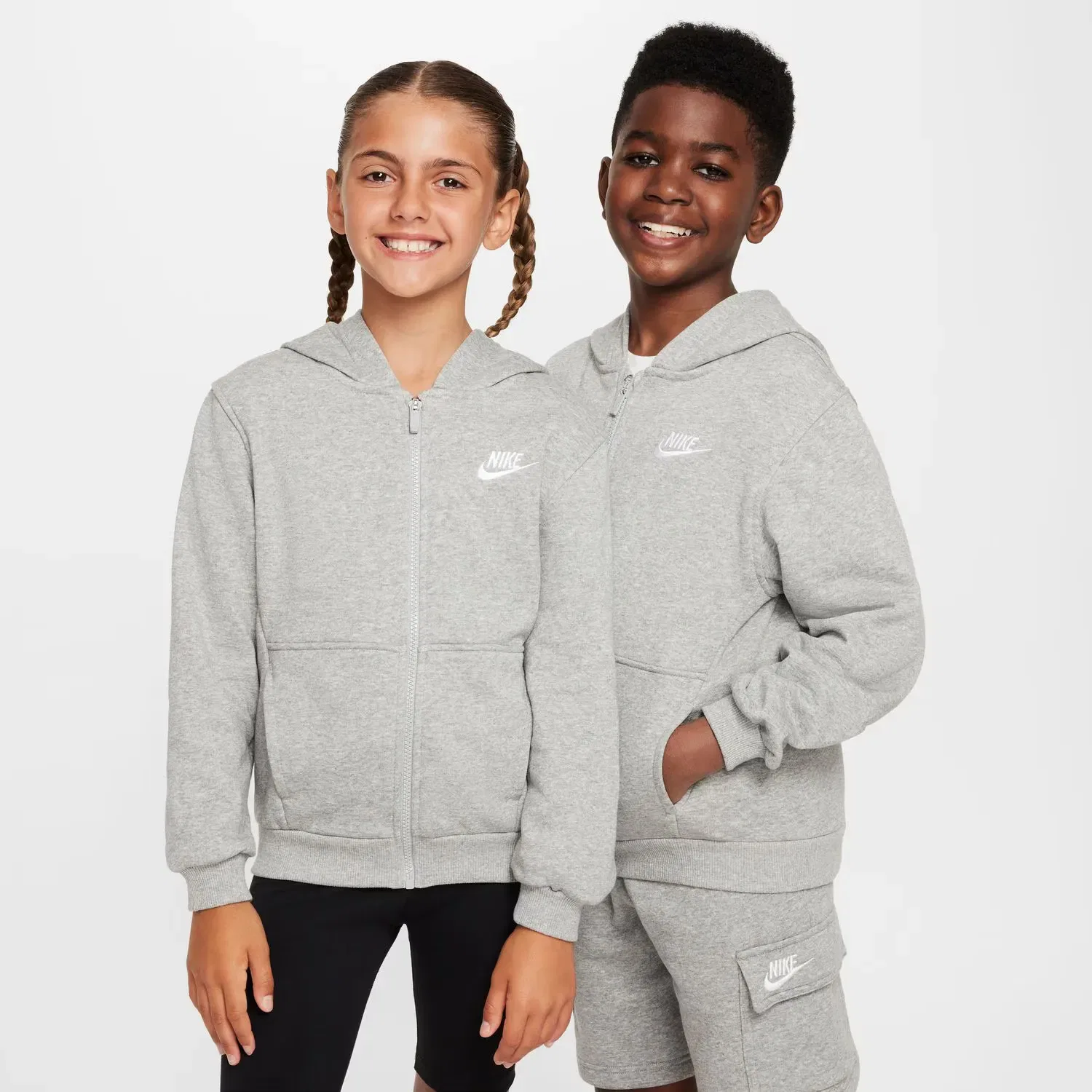 Детская толстовка на молнии из футера с капюшоном Nike, Grey