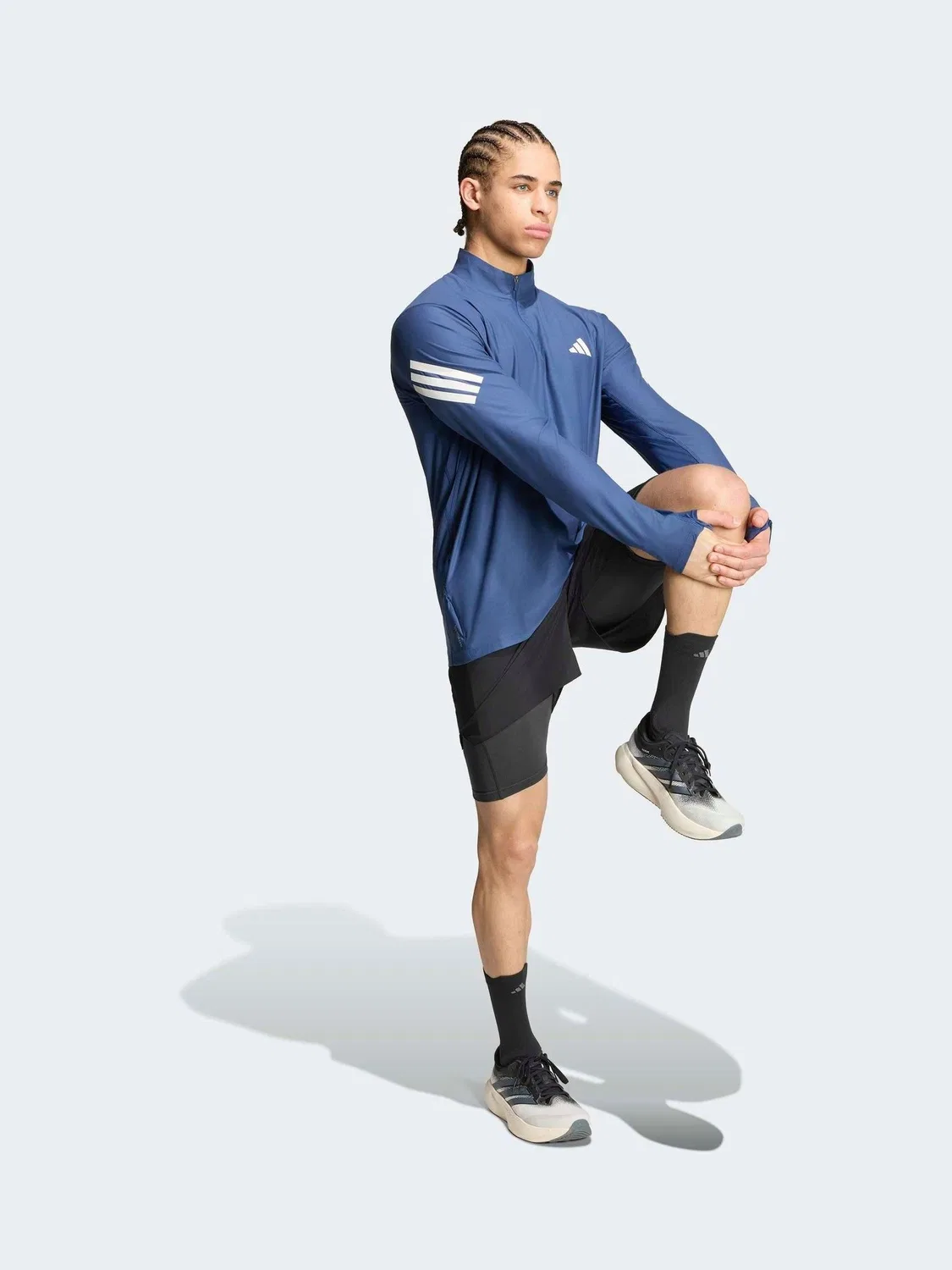 Толстовка для бега adidas Adi365 Running Iconic Half Zip Hoodie, синий — фото 3