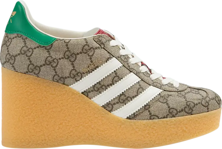 Кроссовки Adidas x Gucci Wmns Wedge Gazelle 'Beige GG Monogram', загар