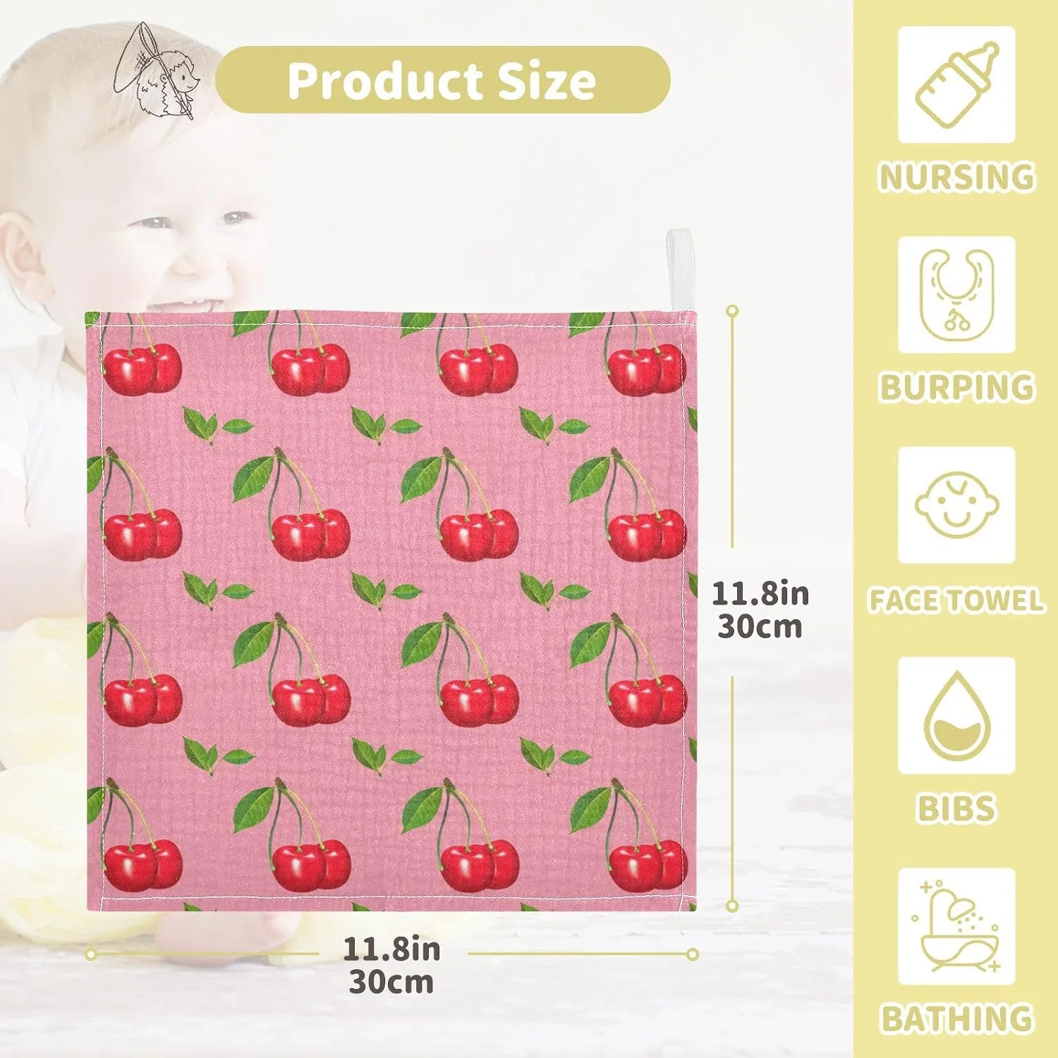 Махровая салфетка для лица из хлопка, JUMBEAR, 5 шт, 30x30 см, A — фото 2
