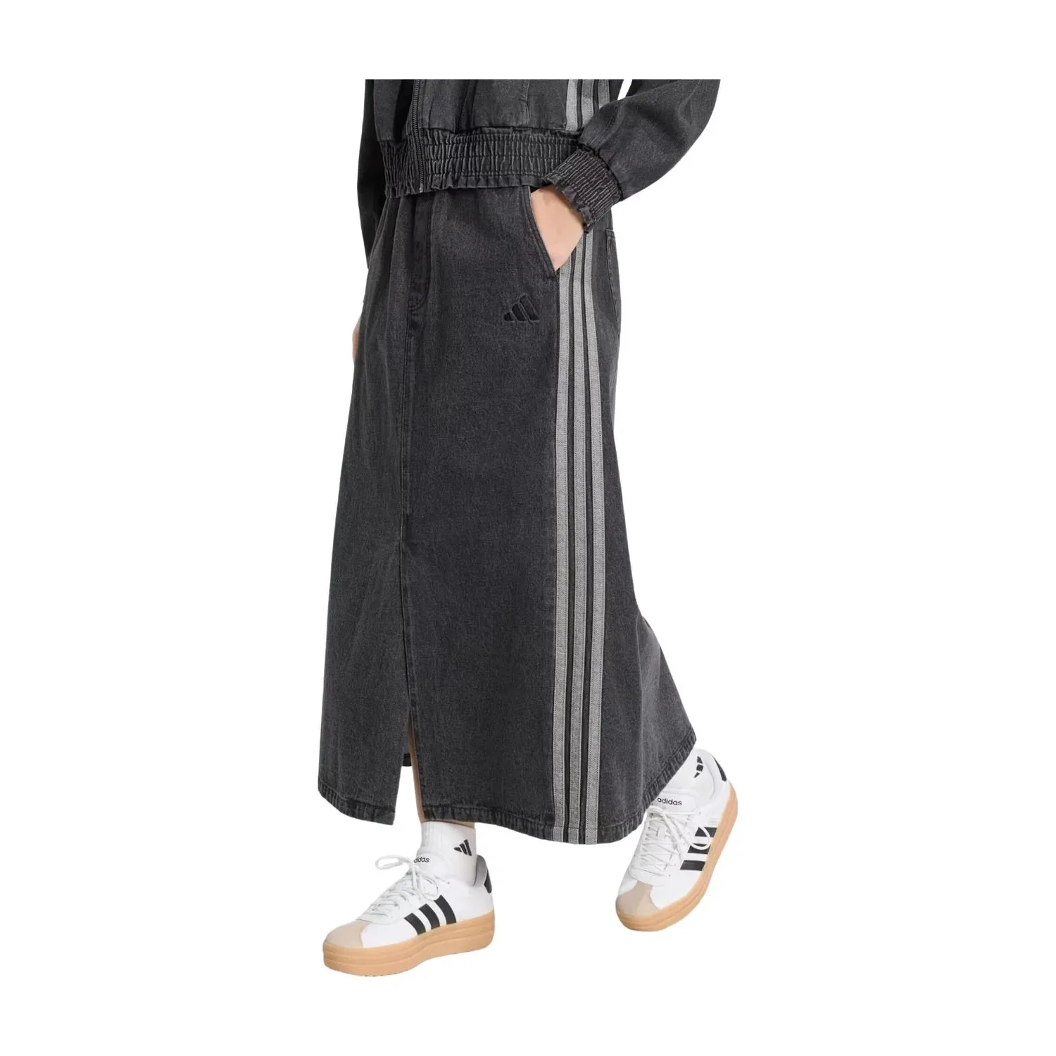 Женская юбка Stadium Washed Denim Loose Fit Skirt Asia Sizing 'Black' adidas, черный — фото 2