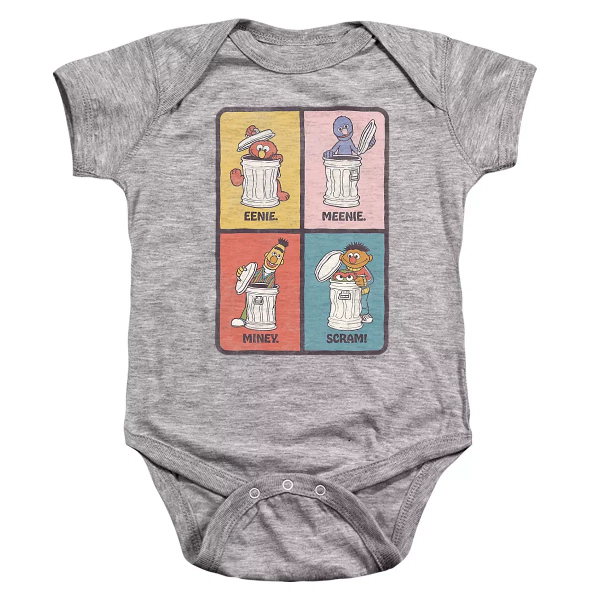 Детское боди с коротким рукавом Eenie, Meenie, Miney, Scram Sesame Street, Athletic Heather