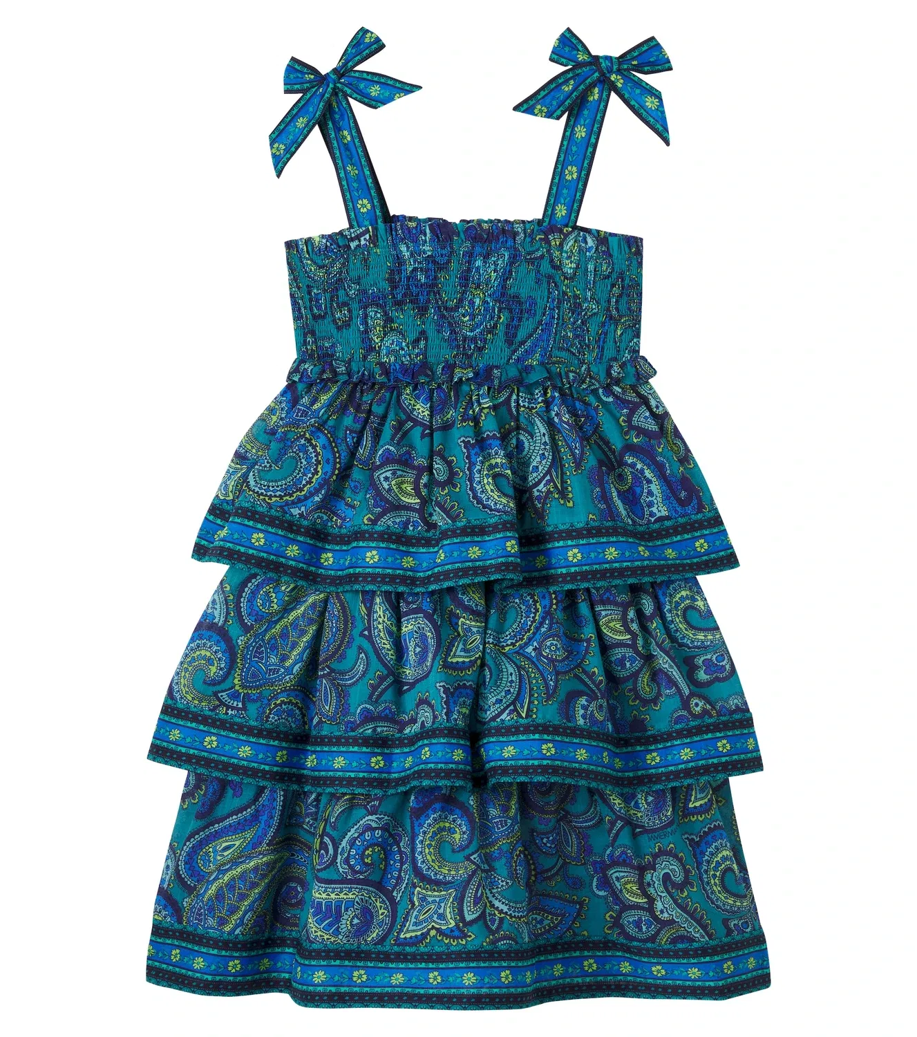 Платье с узором пейсли Zimmermann Kids, синий