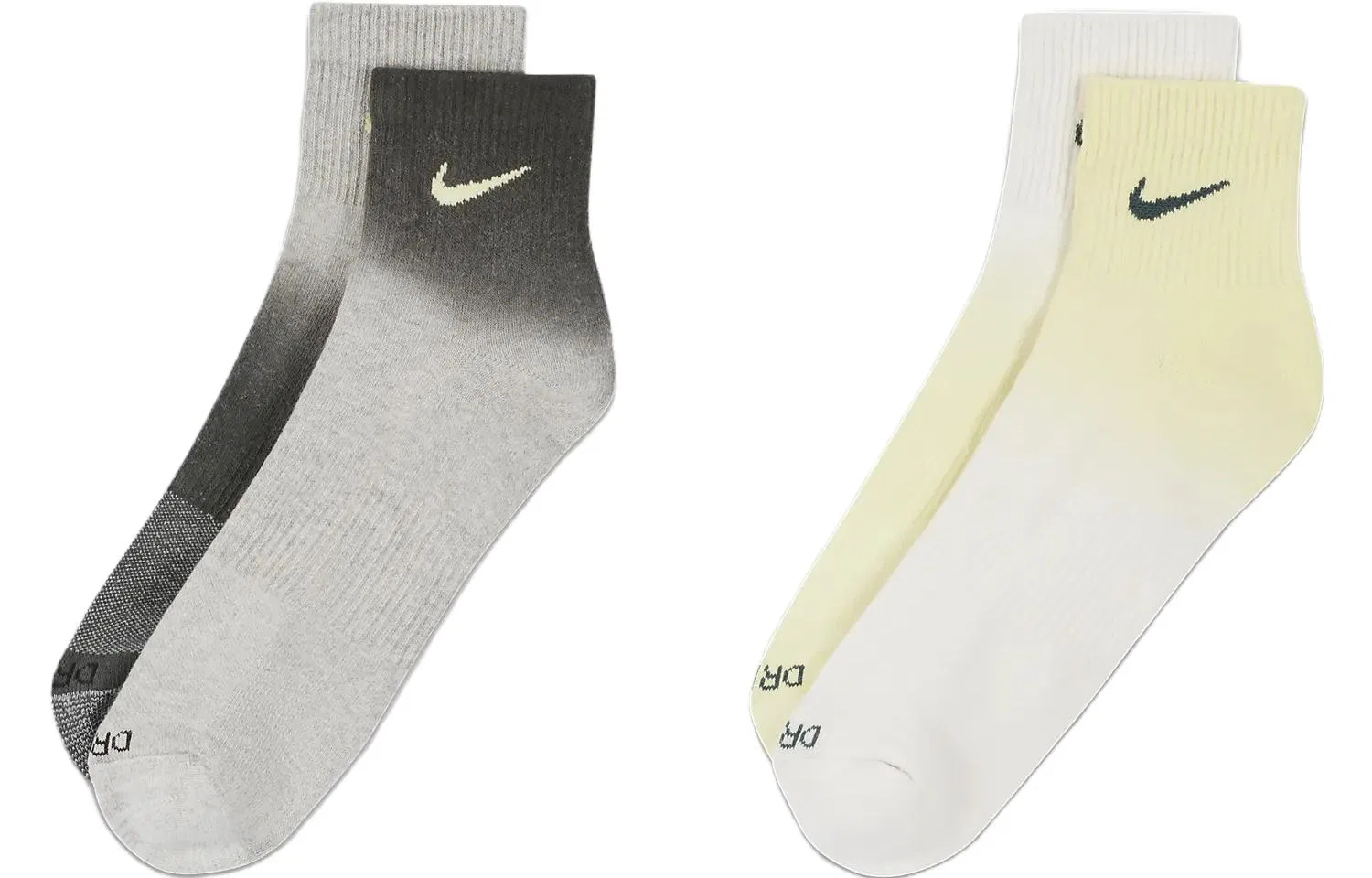 Мужские носки с принтом Nike Everyday Plus Ankle Socks, 2 пары, Black/Yellow — фото 2