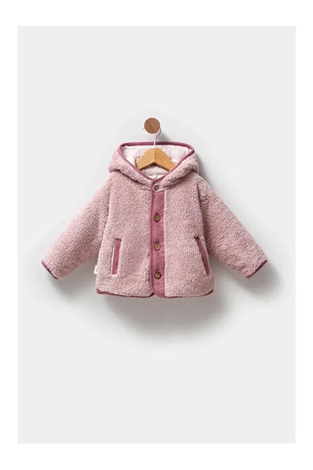 Розовая куртка с капюшоном на подкладке из искусственного меха My Lorin Kids Store