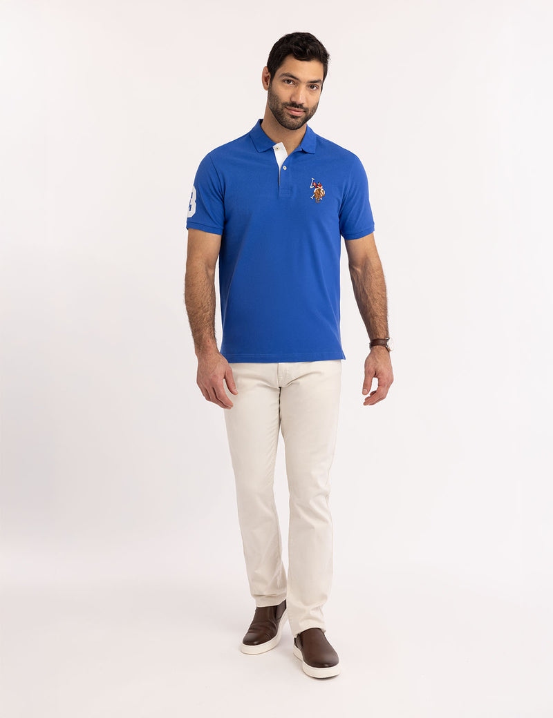 Мужская футболка-поло U.S. Polo Assn. Multi Color Big Logo Solid, синий — фото 4