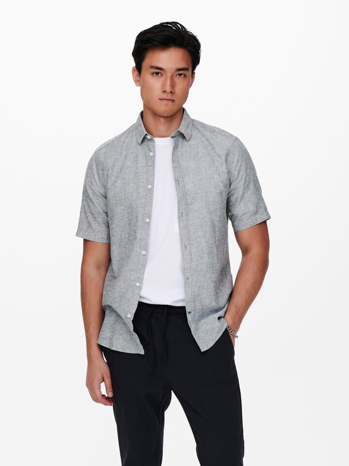 

Рубашка Only&Sons Kurzarm Slim Fit kragen, синий