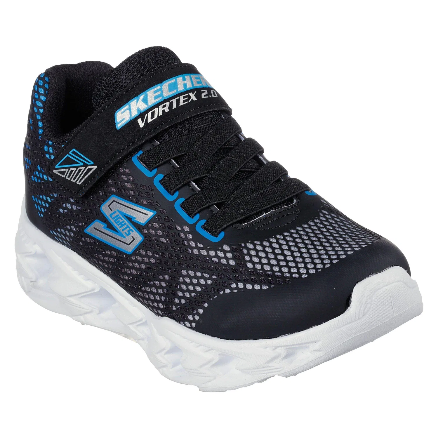 Детские спортивные кроссовки со светящейся подошвой VORTEX 2.0 Skechers, Schwarz Blau Silber — фото 2