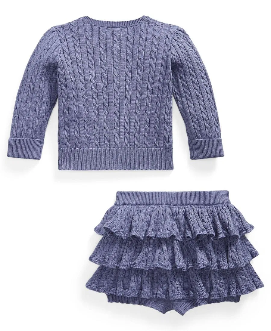 Комплект из кардигана и юбки-шорт с рюшами Polo Ralph Lauren, Summer Purple — фото 2