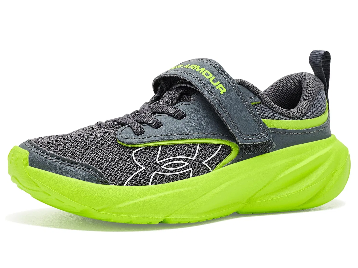 Детские кроссовки Pre School Surge 5 с альтернативной застежкой (для малышей) Under Armour Kids, Castlerock/Green Citrine/White — фото 2