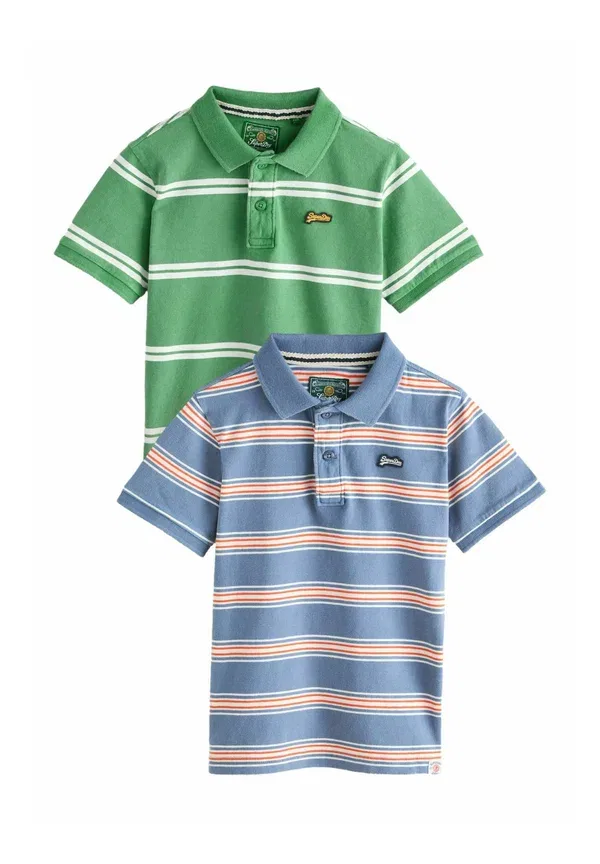 Футболка поло хлопковая Regular fit 2 pack Superdry & Co green/blue, синий/зеленый