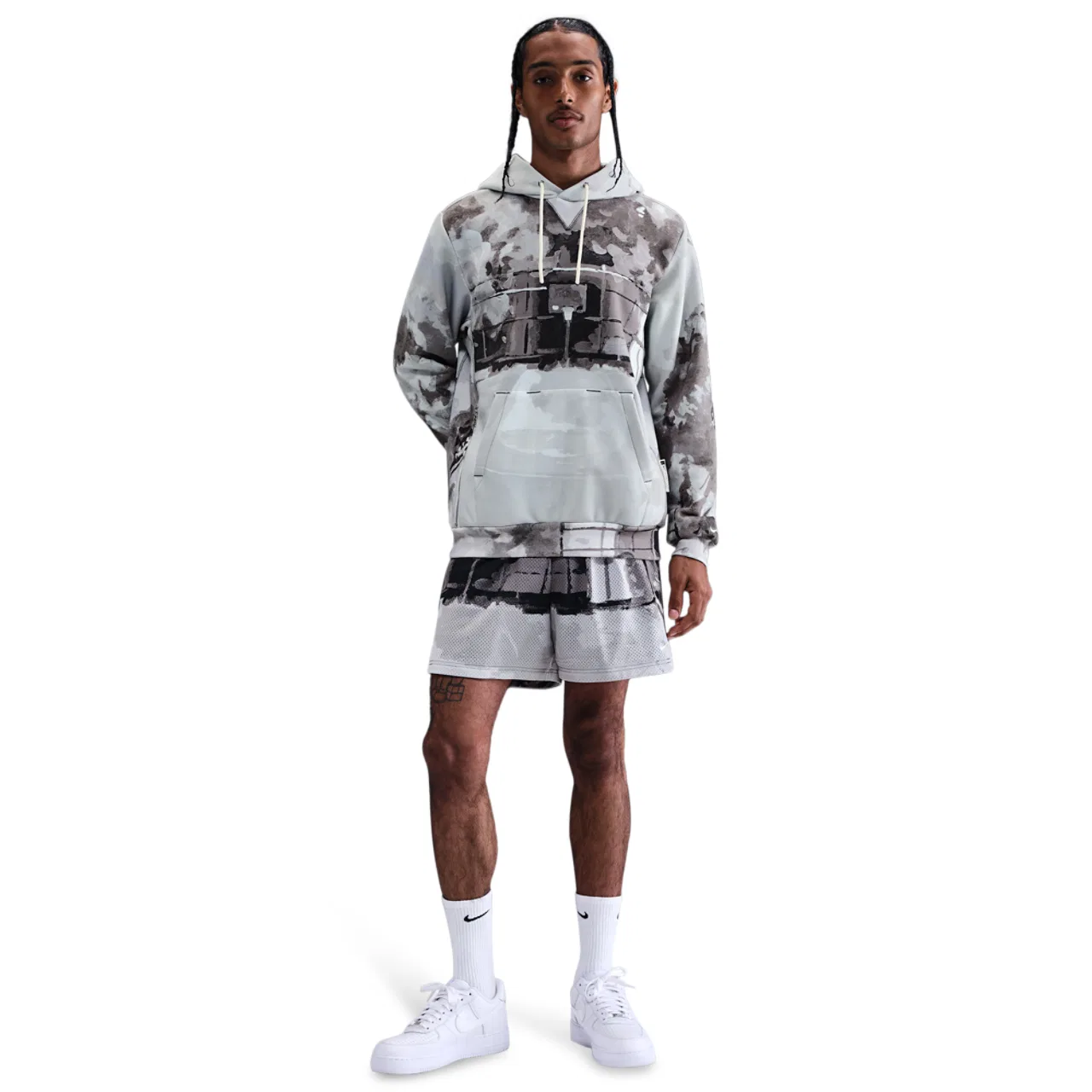 Толстовка мужская с капюшоном TF SI Brushed Pullover Nike, цвет Iron Grey/Pale Ivory — фото 3