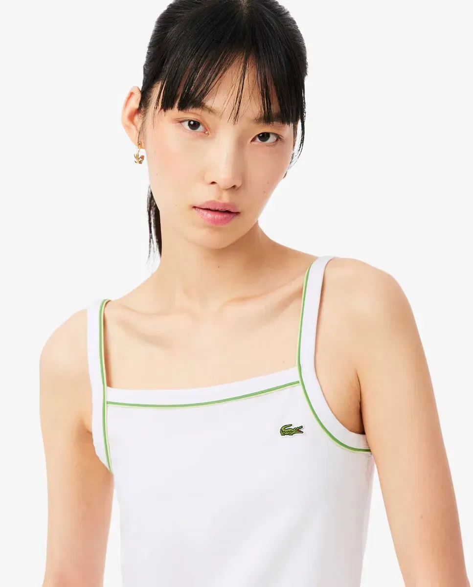 Футболка женская Lacoste Blanco с контрастными деталями — фото 3