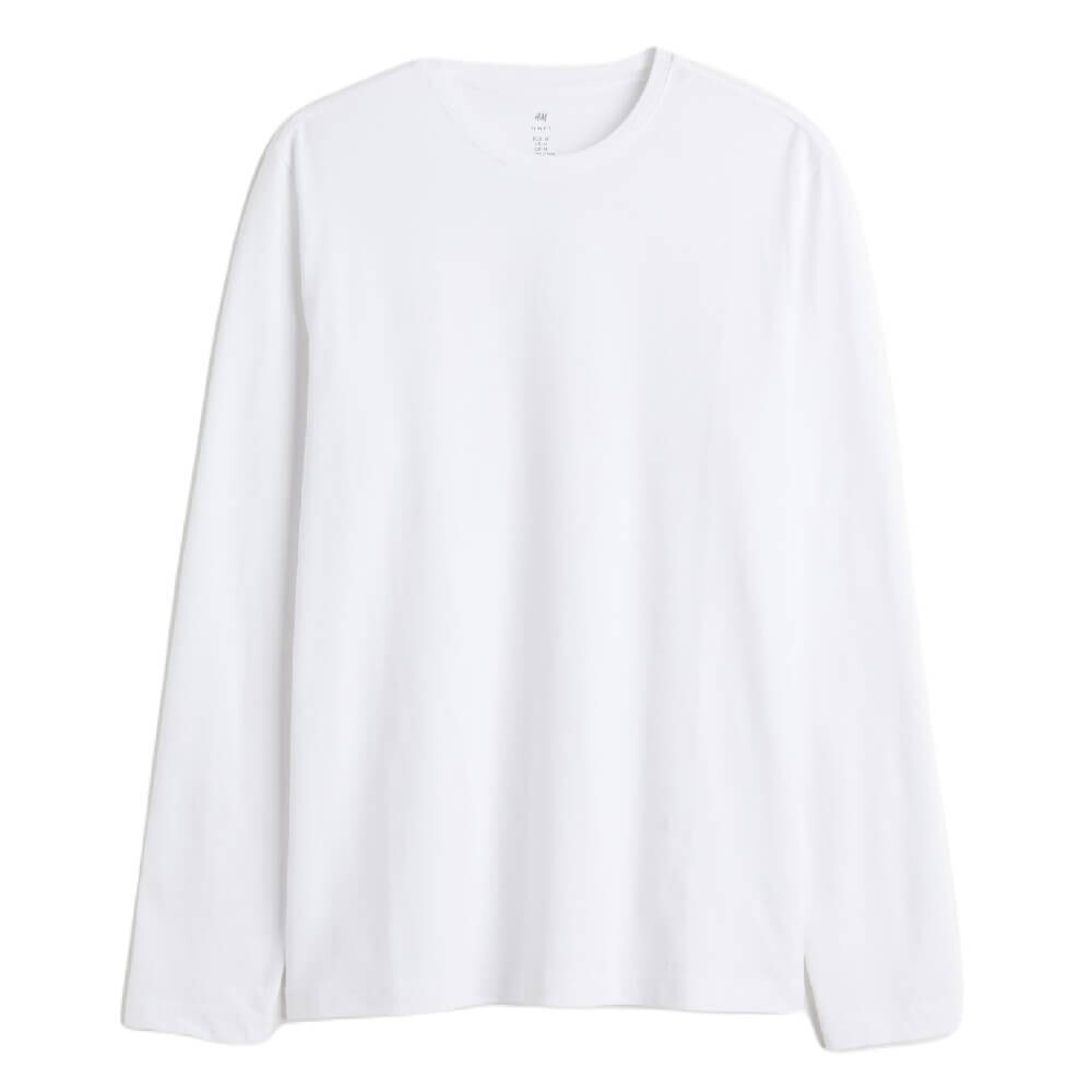 

Лонгслив H&M Slim Fit Jersey, белый