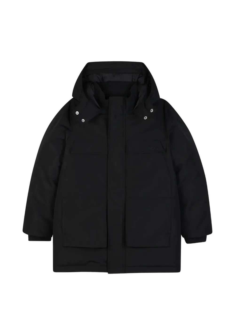 Пальто с капюшоном и карманами Boss Kidswear, черный