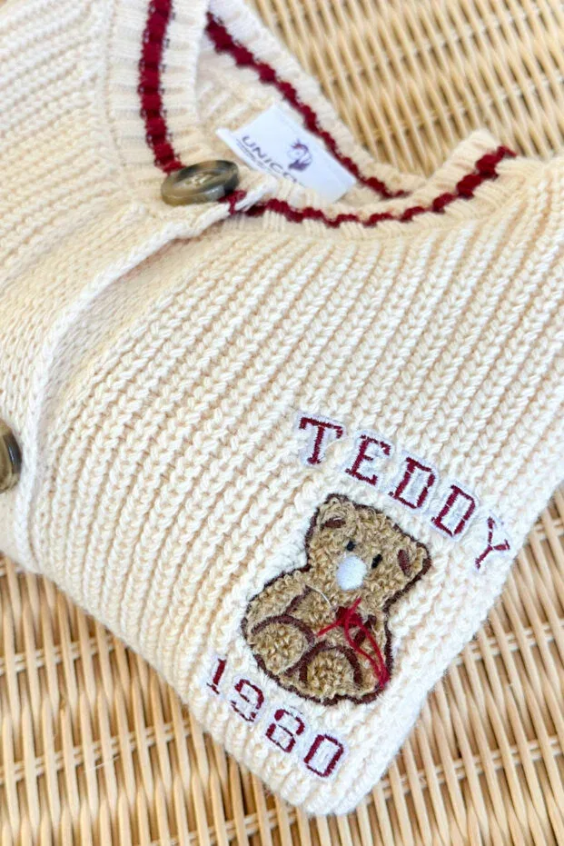 Детский кардиган для девочек с принтом Teddy Embroidered Cardigan Noblekids, Multicolor — фото 3