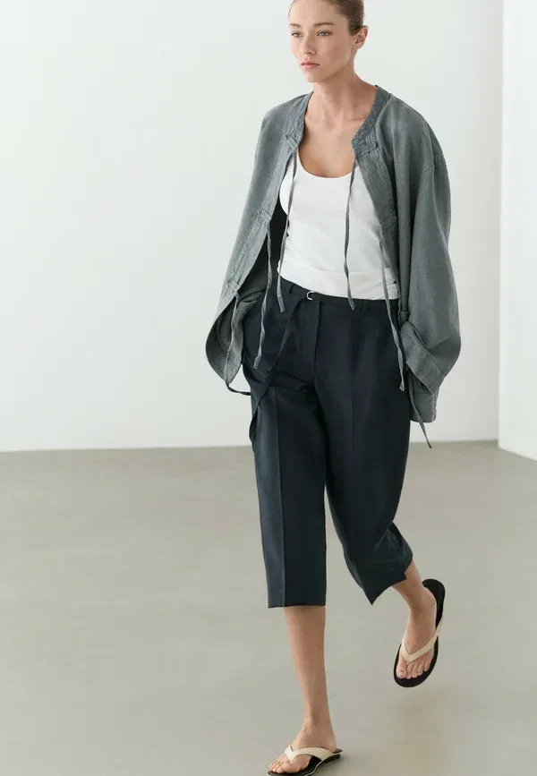 Блуза свободного кроя Blouse Massimo Dutti, синий — фото 4