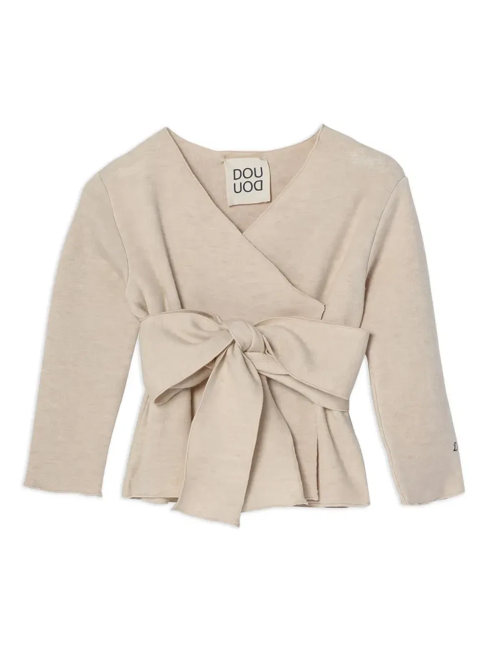 Кардиган с запахом и бантом Douuod Kids, бежевый