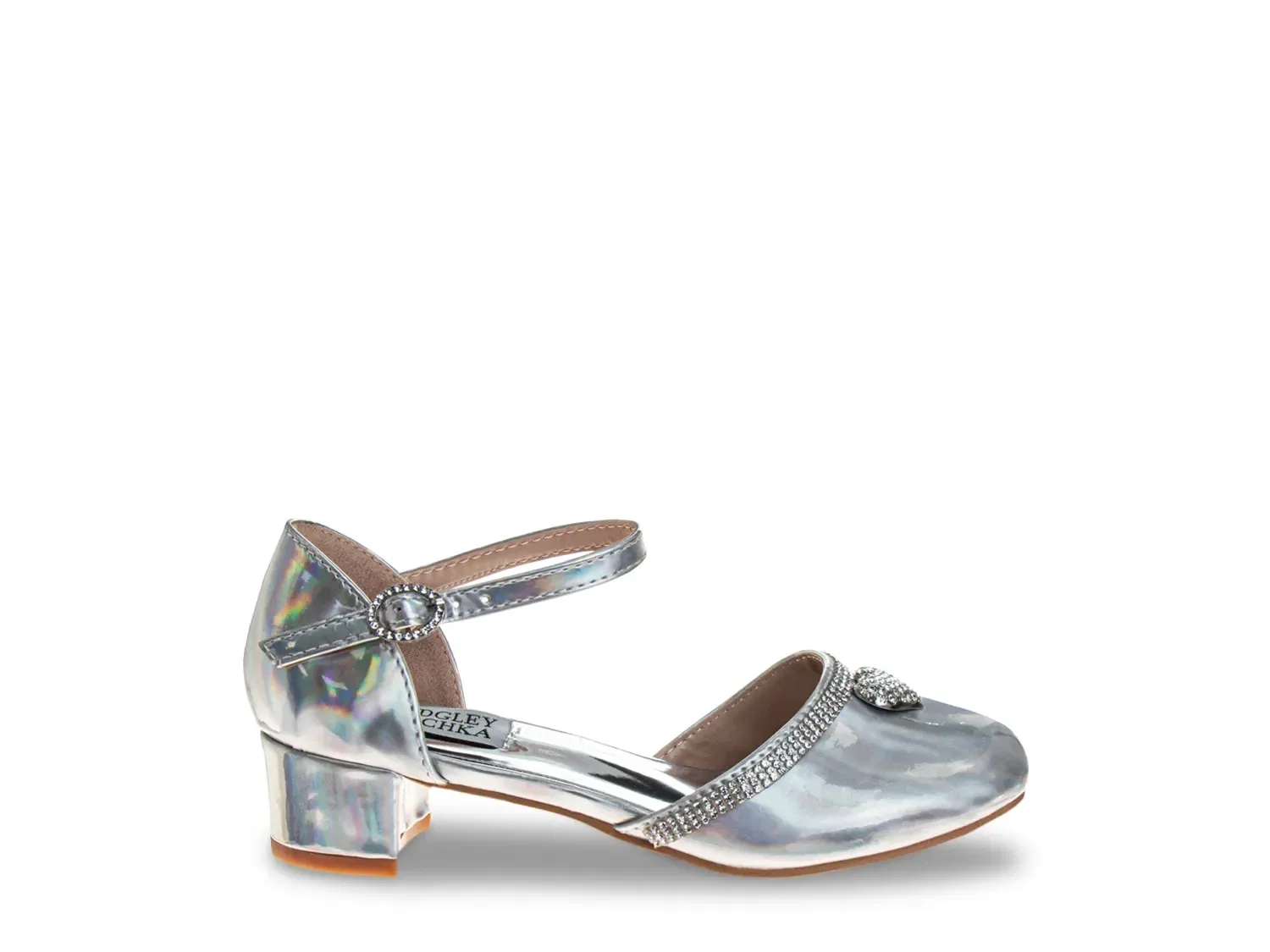 Туфли на каблуке с пряжкой Heart Pump, Badgley Mischka, серебристый металлик — фото 2