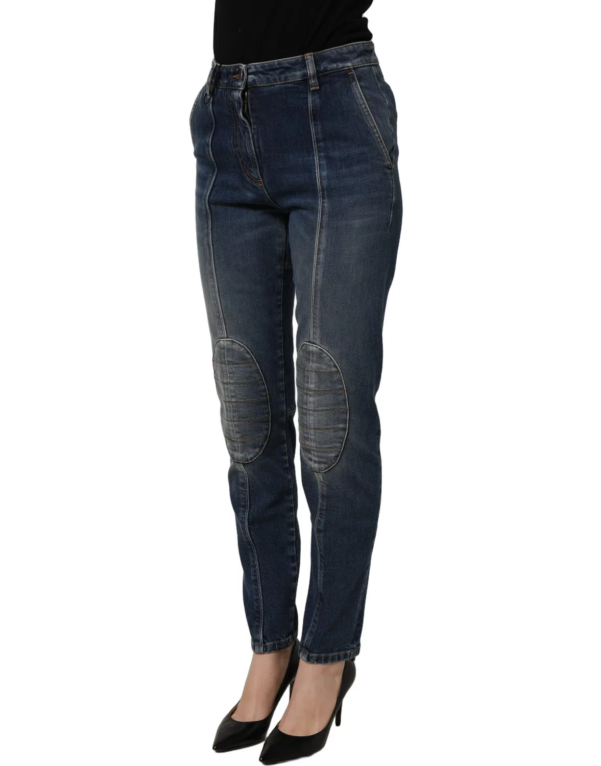 Женские джинсы скинни с потертостями Skinny Denim Jeans Dolce & Gabbana, Blue — фото 4