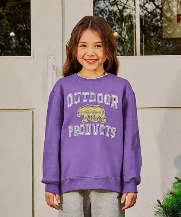 Свитшот оверсайз с этническим принтом Outdoor Products Kids, фиолетовый