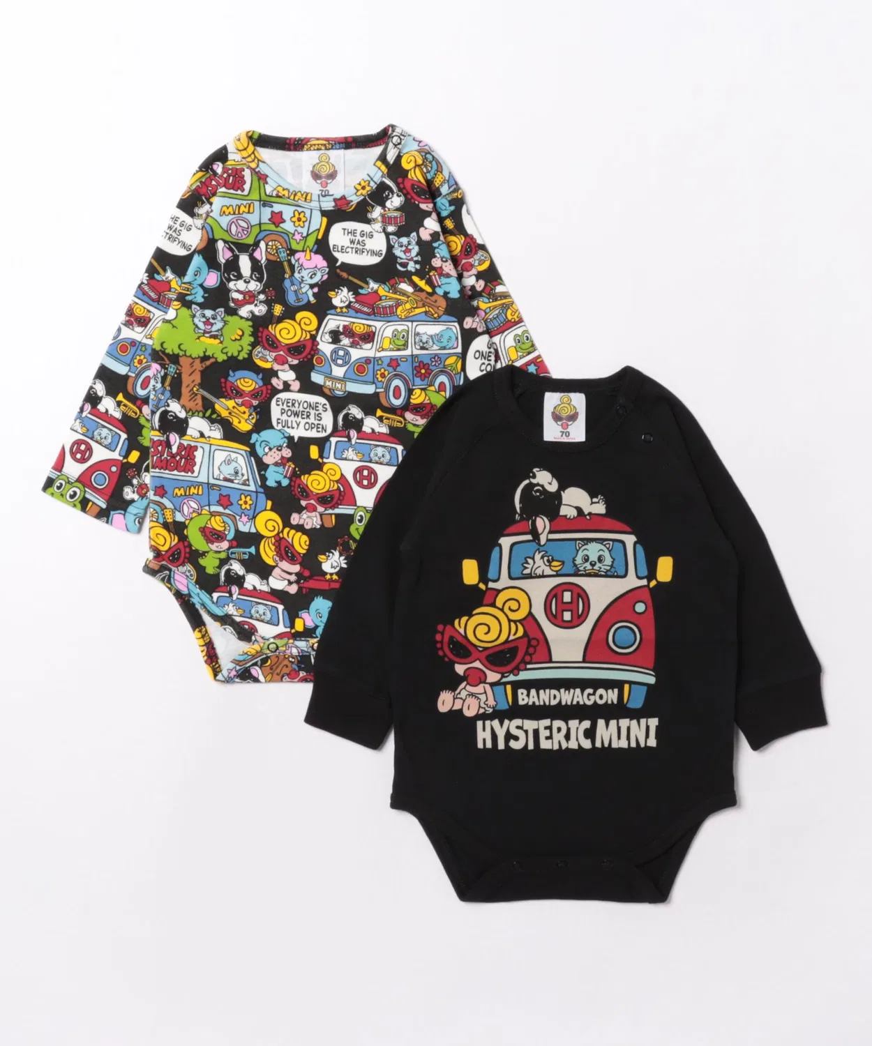 Детский комплект лонгсливов с принтом BAND WAGON HYSTERIC MINI, Black
