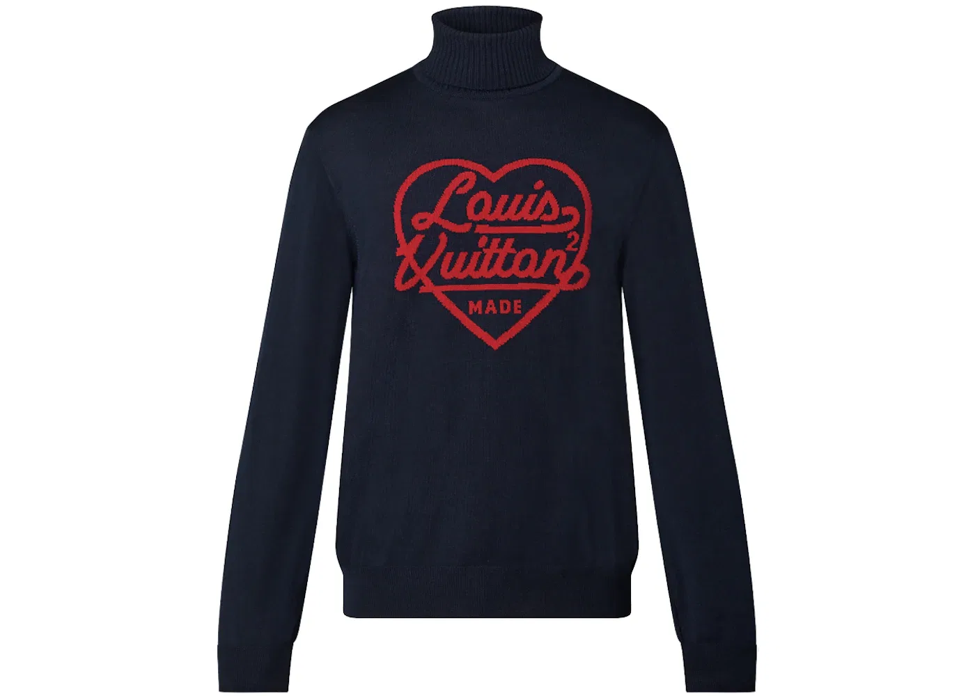 Мужской свитер с высоким воротником Intarsia Heart Louis Vuitton, Dark Ocean
