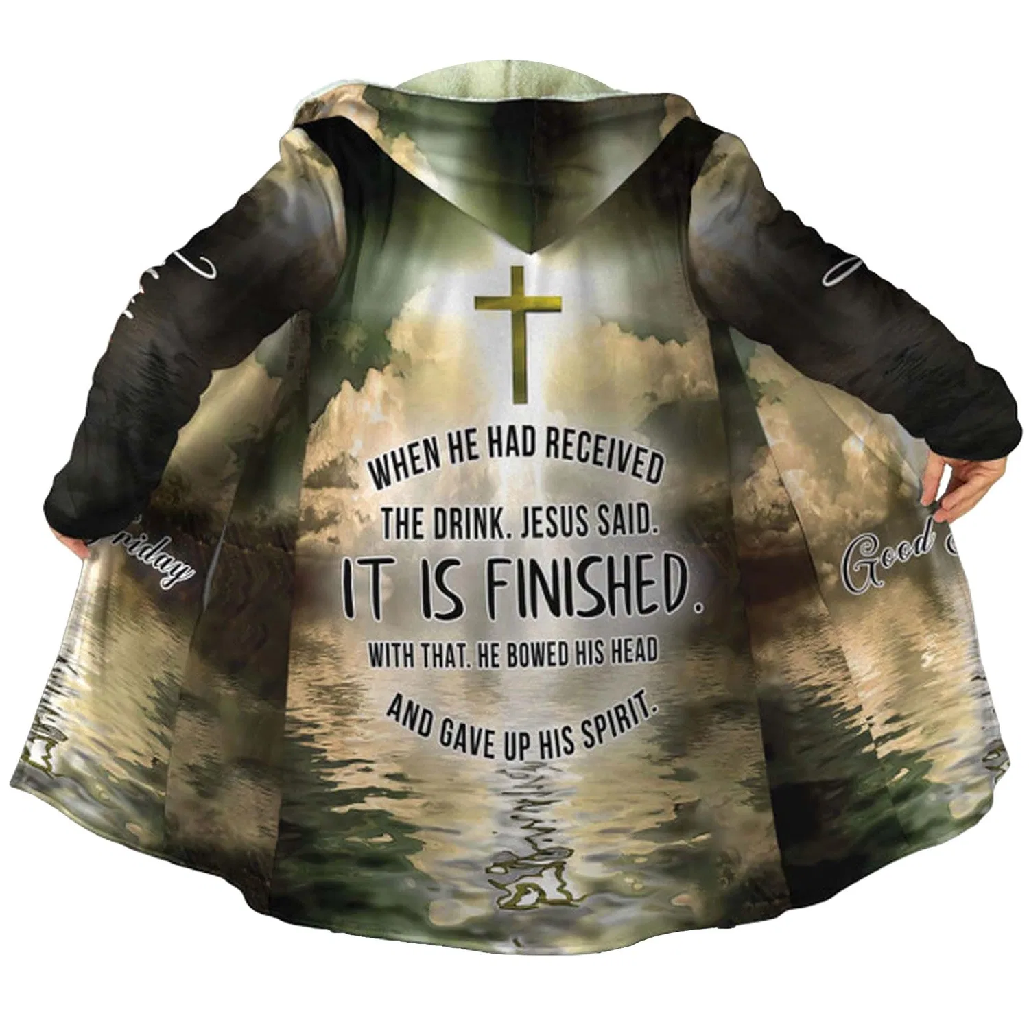 Мужское зимнее пальто с принтом Christian Bible Tattoo, Jesus Cloak-8