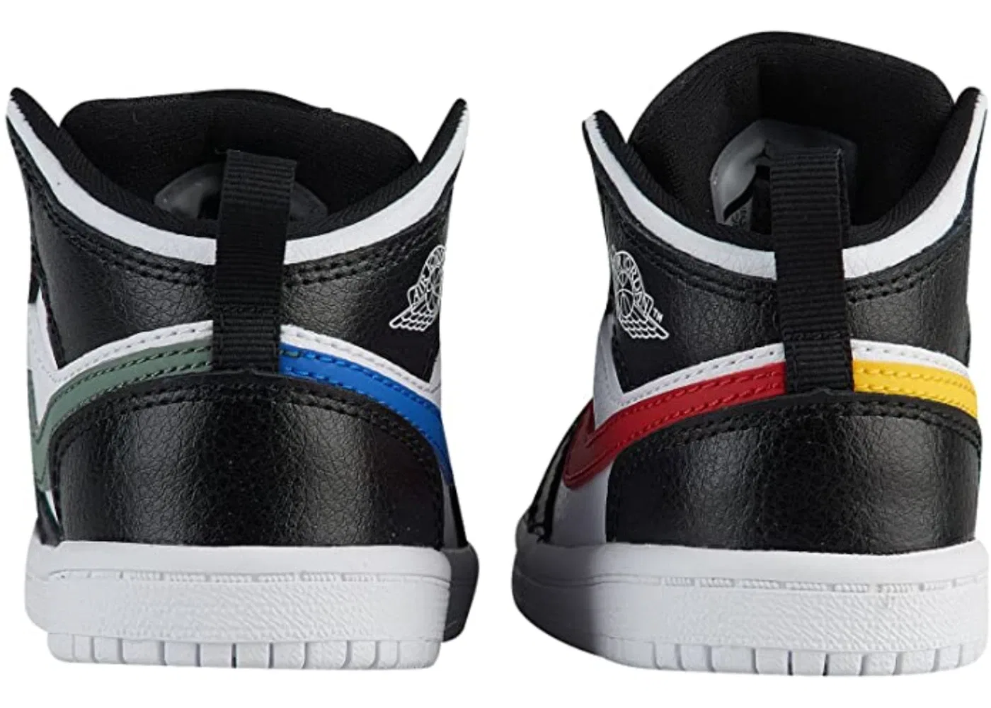 Детские кроссовки для мальчиков с высоким берцем Jordan 1 Mid Jordan, Black/White-Hyper Cobalt — фото 2