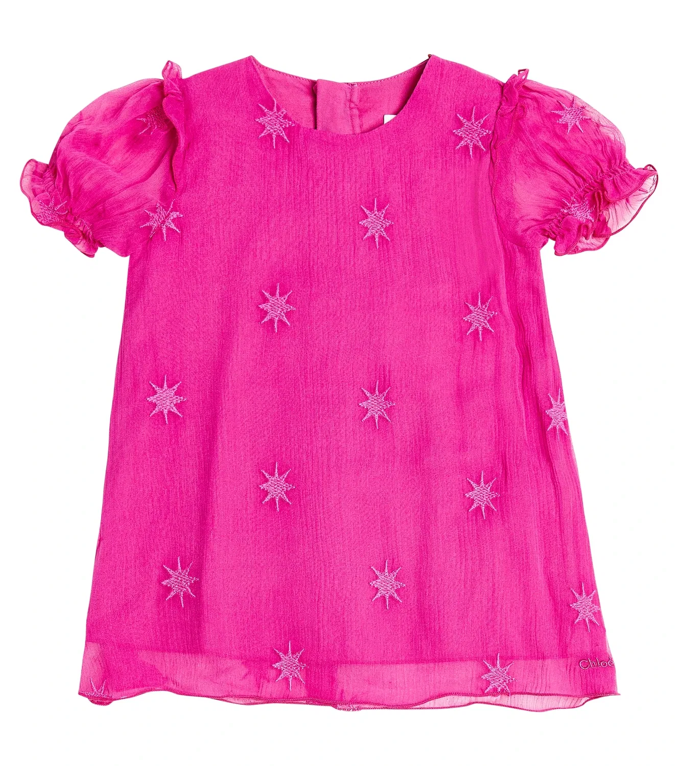 Платье из шелка с коротким рукавом Chloé Kids, розовый
