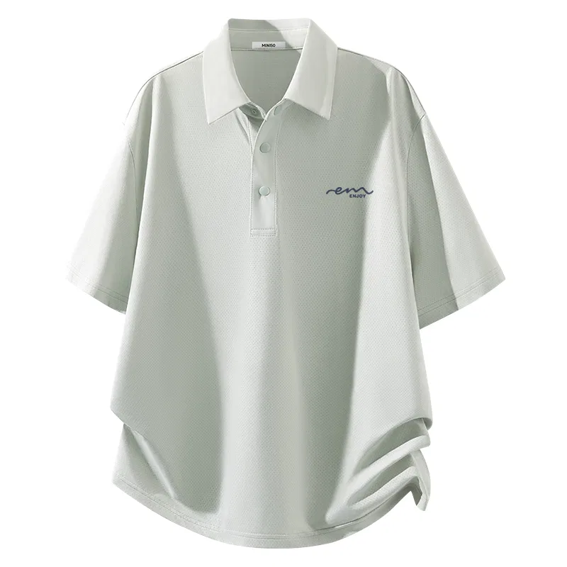 Детское поло с коротким рукавом MINISO, Mugwort Green (Ink Blue Flowing Chest Logo)