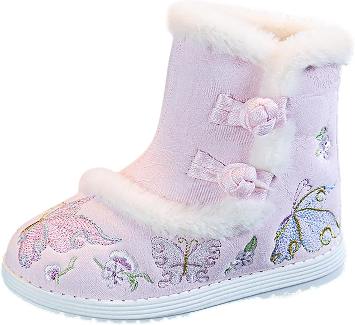 Детские сапоги для девочек с вышивкой Hanfu Shoes Chinese Year Boots, Pink